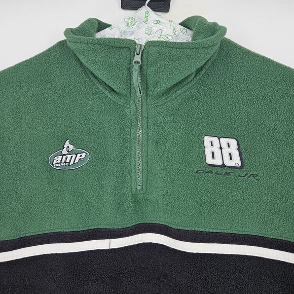 Dale Earnhardt Jr Fleece Mens Large #88 Amp Green Nascar 1/4 Zip Winners Circle - Picture 2 of 10